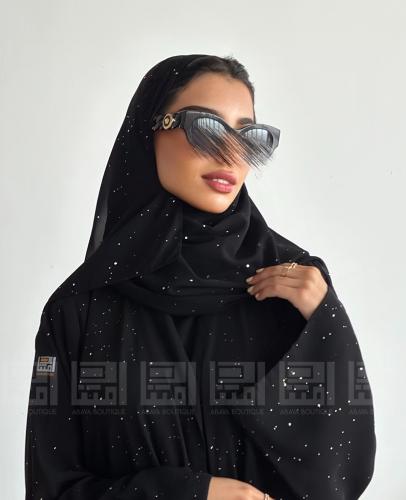 طرحة سوداء لامعة بقماش جورجيت 3106