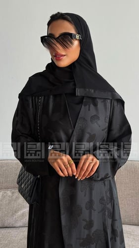 عباية سوداء جاكار صيفي بارد- 1589