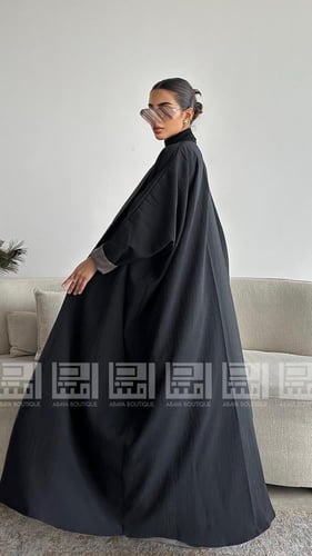 عباية شتوية دبل فيس فاخرة باللونين الأسود والرمادي...