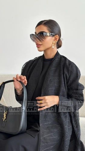 عباية دبل فيس بتطريز أسود 1242