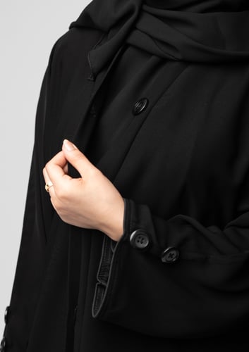 عباية سوداء واسعة بالأزارير - 1362