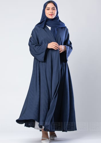 عباية كلوش صيفية بقماش حراير كحلي مخطط بتصميم A LI...