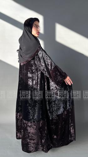 عباية مخمل بقَصّة ربع كلوش بألوان متعددة -1603