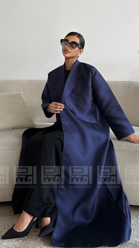 عباية بليزر صيفية كحلية فخمة- 1486