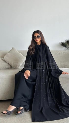 عباية عيد دبل فيس سوداء بقصة الكلوش 1394