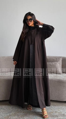 عباية بفستان متصل بتداخل قماش الجاكار الصيفي- 1588