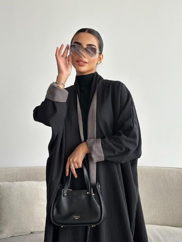 بكج عباية شتوية دبل فيس أنيقة باللونين الأسود والر...