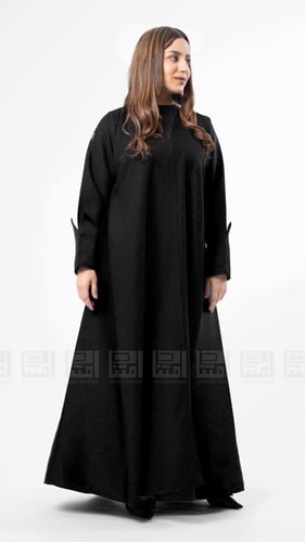 عباية سوداء بتطريز أسود- 1419