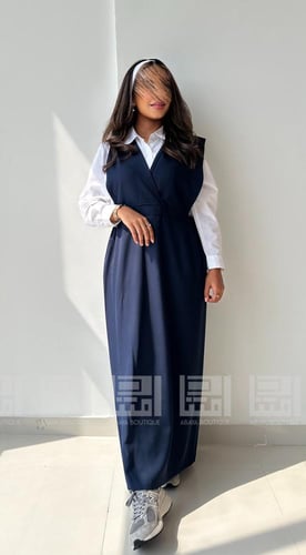 مريول مدرسي شيال ثنوي بياقة مميزة 4002