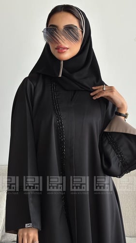 عباية عيد كتان مزينة بالشك مع أكمام بيج أنيقة- 152...