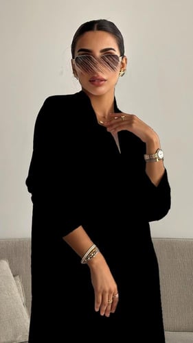 عباية سوداء صيفية ثلاث قطع بتصميم عصري من الحرير ا...