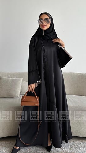 عباية عيد كتان مزينة بالشك مع أكمام بيج أنيقة- 152...