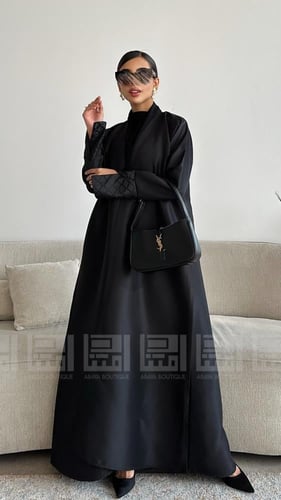 بكج عباية تفتة سوداء أنيقة بتصميم عصري- 1513