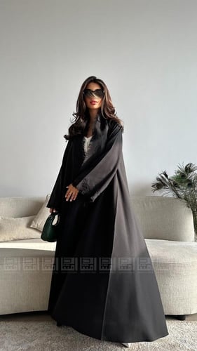 عباية صيفية دبل كلوش بتطريز وشراشيب أنيقة- 1401