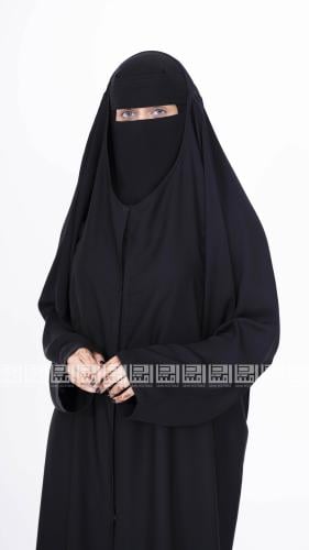 عباية رأس سوداء بأزرار كامل- 1263