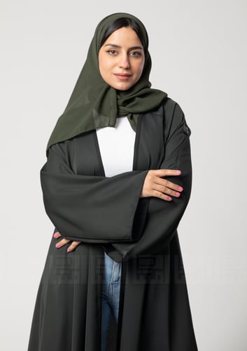 عباية دبل فيس باللون الزيتوني والاسود 1327