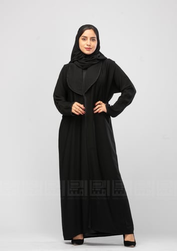 عباية عيد سوداء بتفاصيل شك ناعمة - 1326