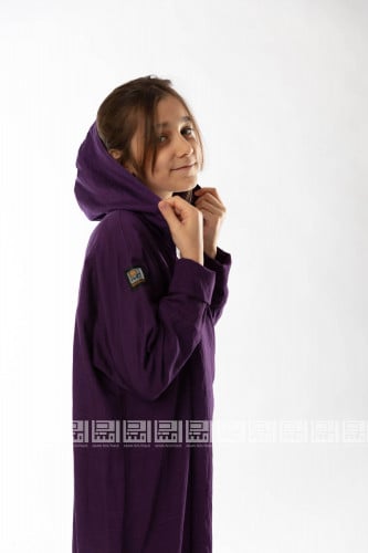 عباية بنفسجية بقبعة متصلة 5023