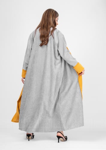 عباية شامواه باللون الرمادي والكركمي1384