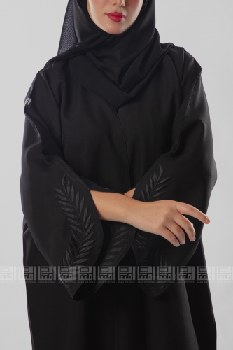 عباية بتطريز غصن الزيتون أسود 1206