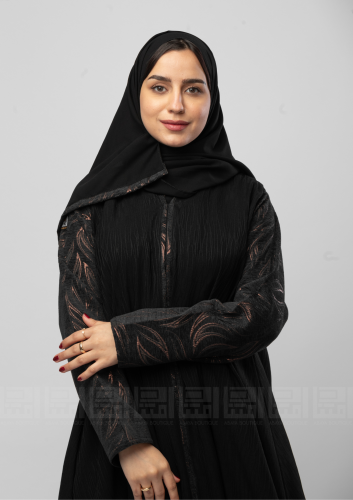 عباية كلوش باللون الأسود من قماش جاكار 1351