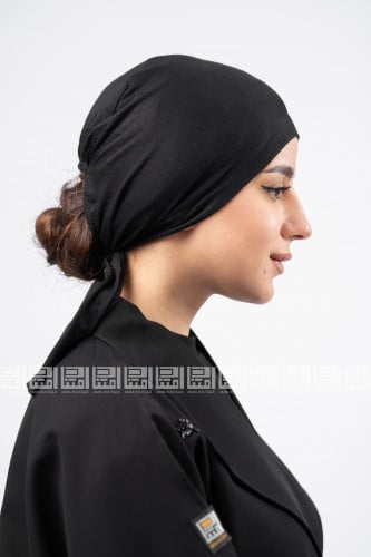 قبعة تحت الحجاب برباط خلفي - لون الأسود 3035