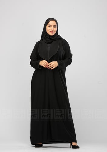 عباية عيد سوداء بتفاصيل شك ناعمة - 1326
