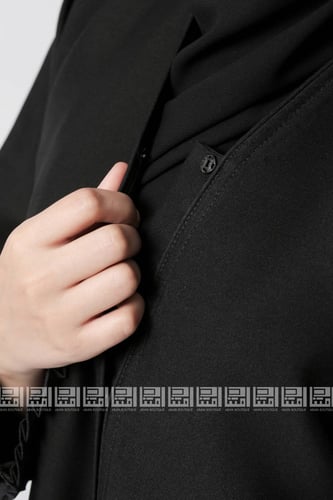 عباية نوار سوداء بتطريز شك خرزي أبيض 1287