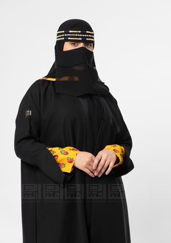 عباية سوداء بقماش الشالكي 1162