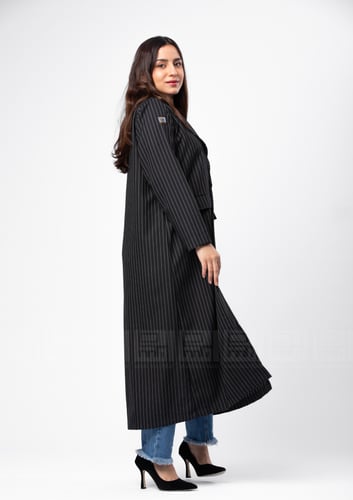 عباية مخططة رسمية بياقة واقفة- 1366