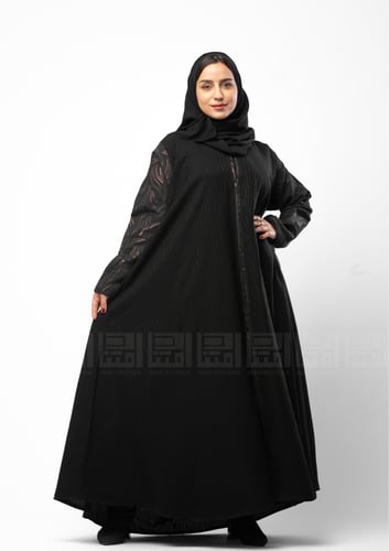 عباية كلوش باللون الأسود من قماش جاكار 1351