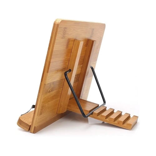 حامل قراءة خشبي للكتب والآيباد، قابل للطي والتعديل