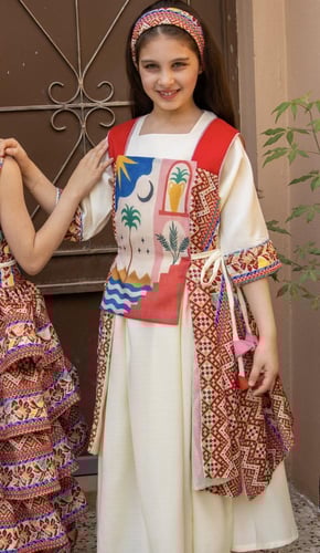 جلابية بناتي انيقة مع طباعة مميزة من قطعتين مع ربط...