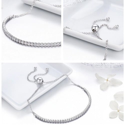 اسوارة تينيس كلاسيكية راقية من الفضة الاسترليني عي...