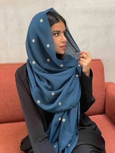 Bawal headscarf - shining turquoise stars