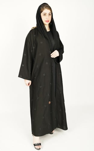 عباية تطريز اسود فخم