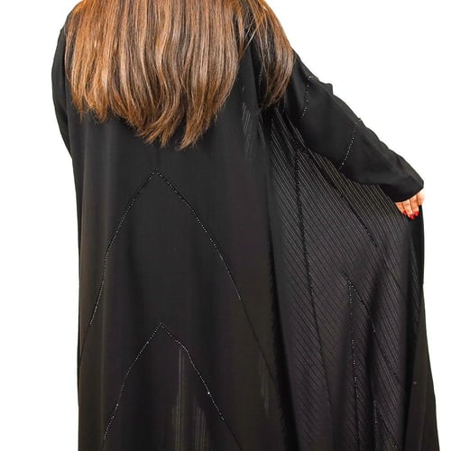 عباية اسود نص كلوش بكرستال