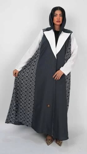 Gray abaya embroidered