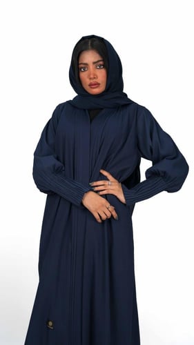 عباية ازرق مع كم كسرات
