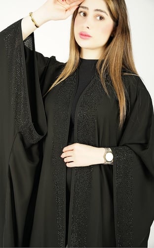 عباية اسود بشت بكرستال