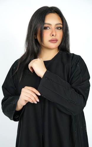 عباية اسود نص كلوش بكرستال فخم