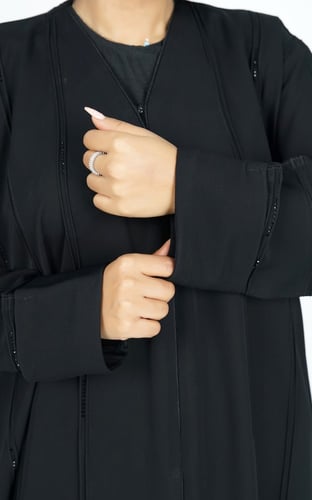عباية نص كلوش بكرستال اسود