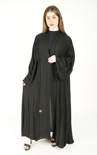 عباية اسود نص كلوش بكرستال
