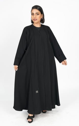 عباية نص كلوش بكرستال اسود