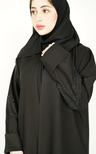 عباية اسود نص كلوش بكرستال