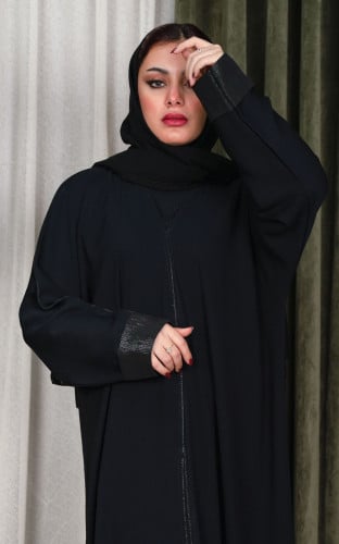 عباية اسود مع كم صفطه