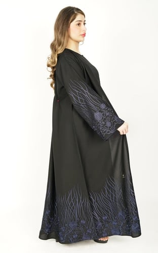 عباية اسود تطريز كحلي