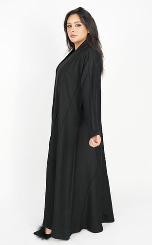 عباية اسود نص كلوش بكرستال فخم