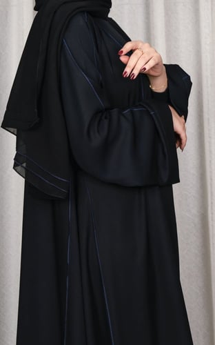 عباية اسود قيطان كحلي