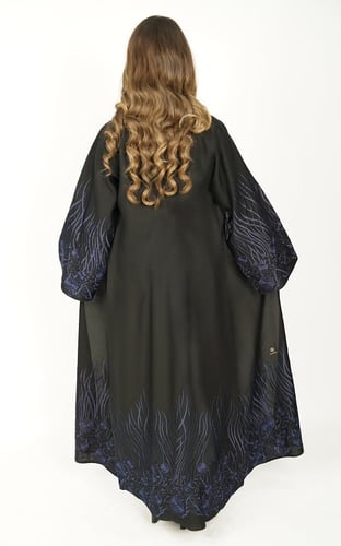 عباية اسود تطريز كحلي